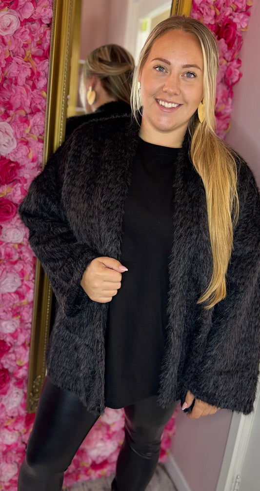 Vest Moos Kort Zwart Plus Size Maat 44 t/m 52