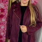 Suede Look Jas Bordeaux Plus Size maat 44 t/m 52 (dicht)