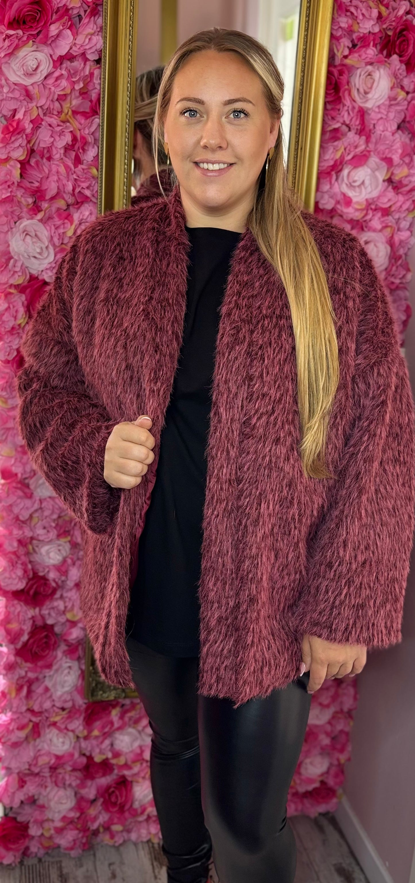 Vest Moos Kort Bordeaux Plus Size Maat 44 t/m 52