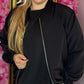 Bomber Jas Soft Zwart Plus Size maat 44 t/m 52