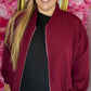 Bomber Jas Soft Bordeaux Plus Size maat 44 t/m 52