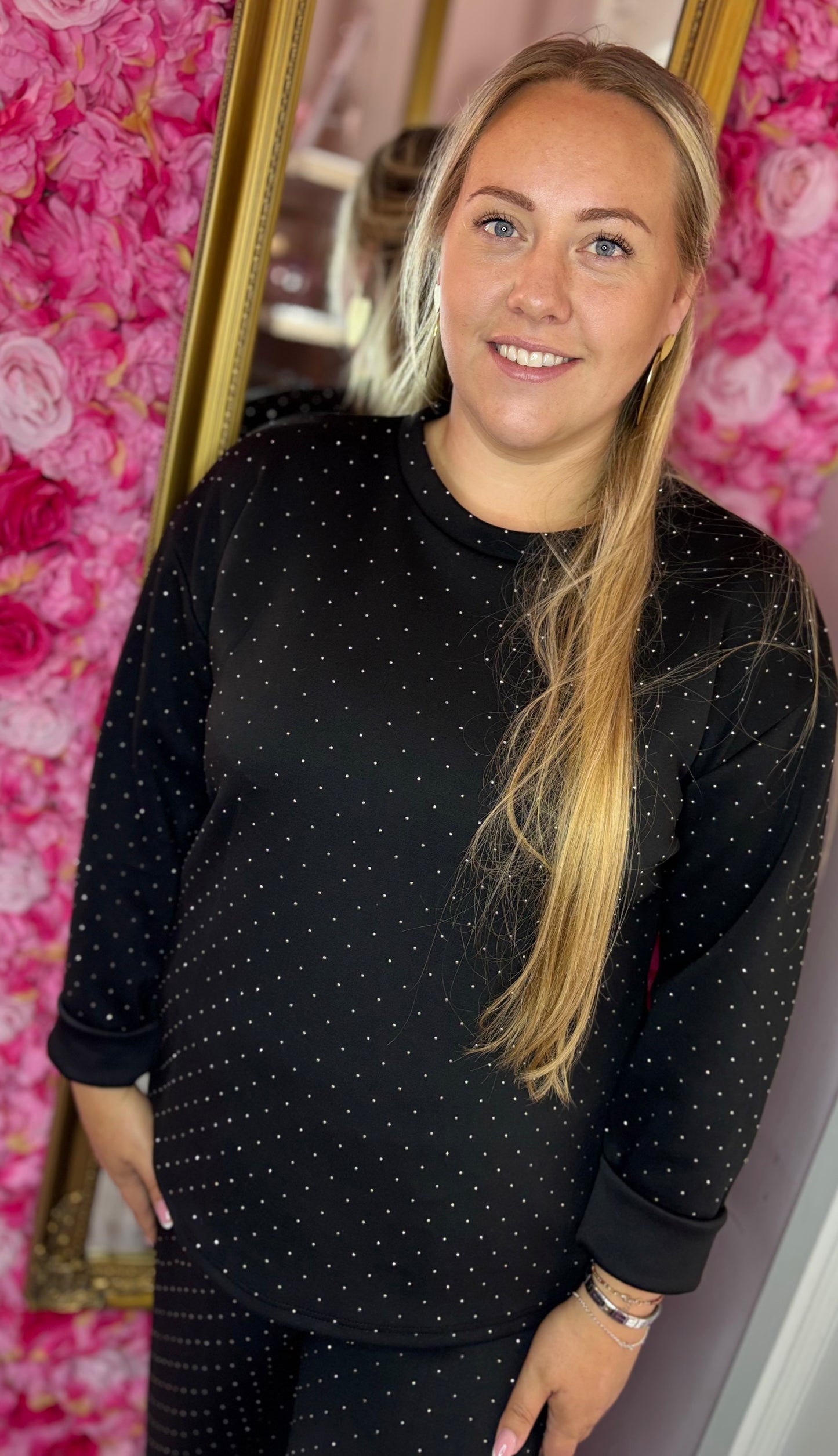 Comfy Set Strass Zwart Plus Size maat 40 t/m 48