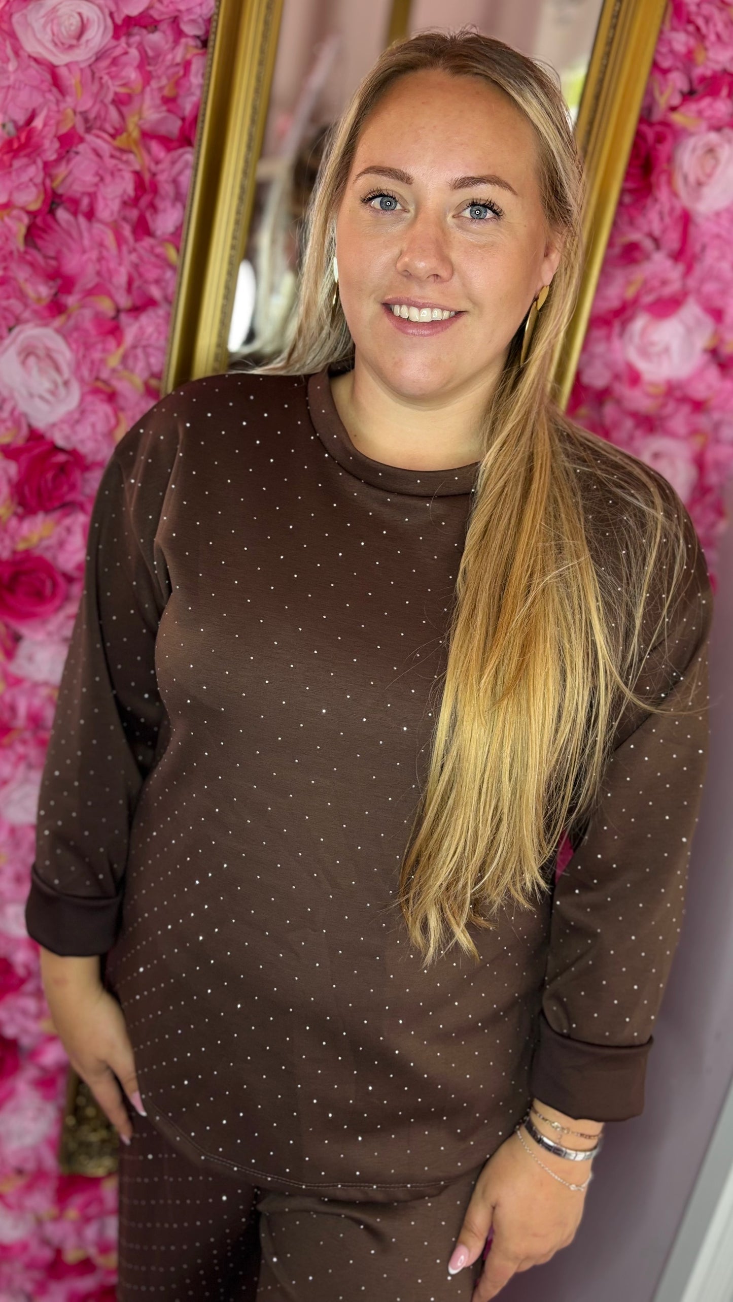 Comfy Set Strass Bruin Plus Size maat 40 t/m 48