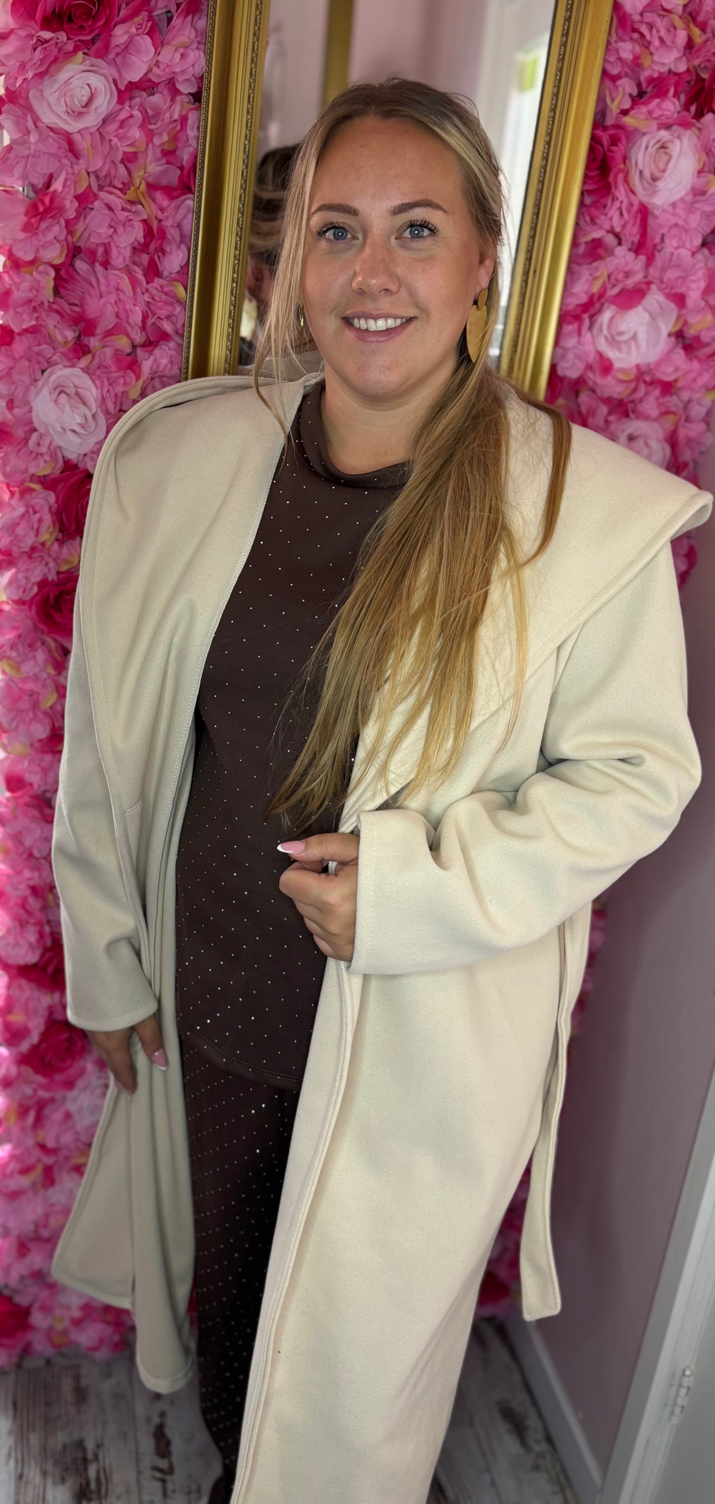 Trenchcoat met Capuchon Beige Plus Size Maat 44 t/m 52 (dicht)