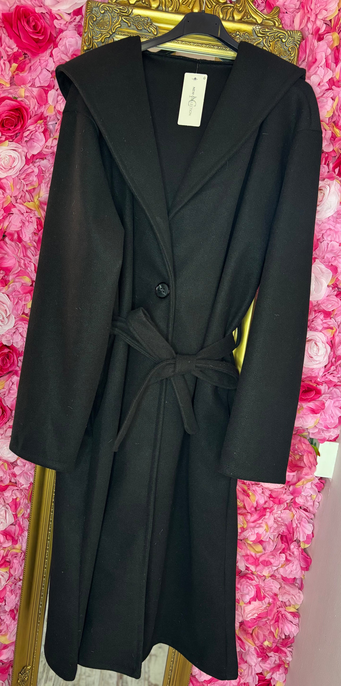 Trenchcoat met Capuchon Zwart Plus Size Maat 44 t/m 52 (dicht)