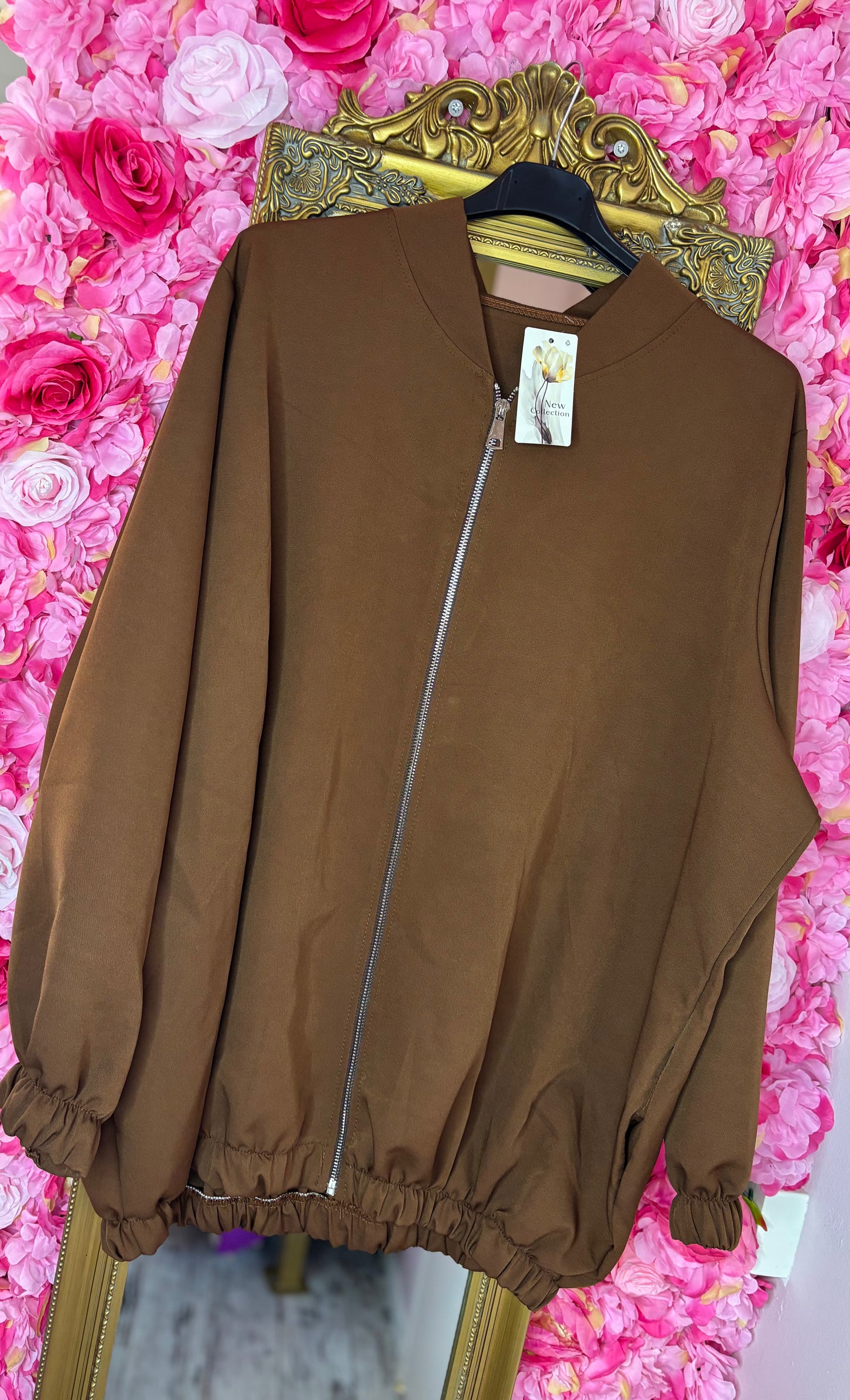 Bomber Jas Soft Bruin Plus Size maat 44 t/m 52