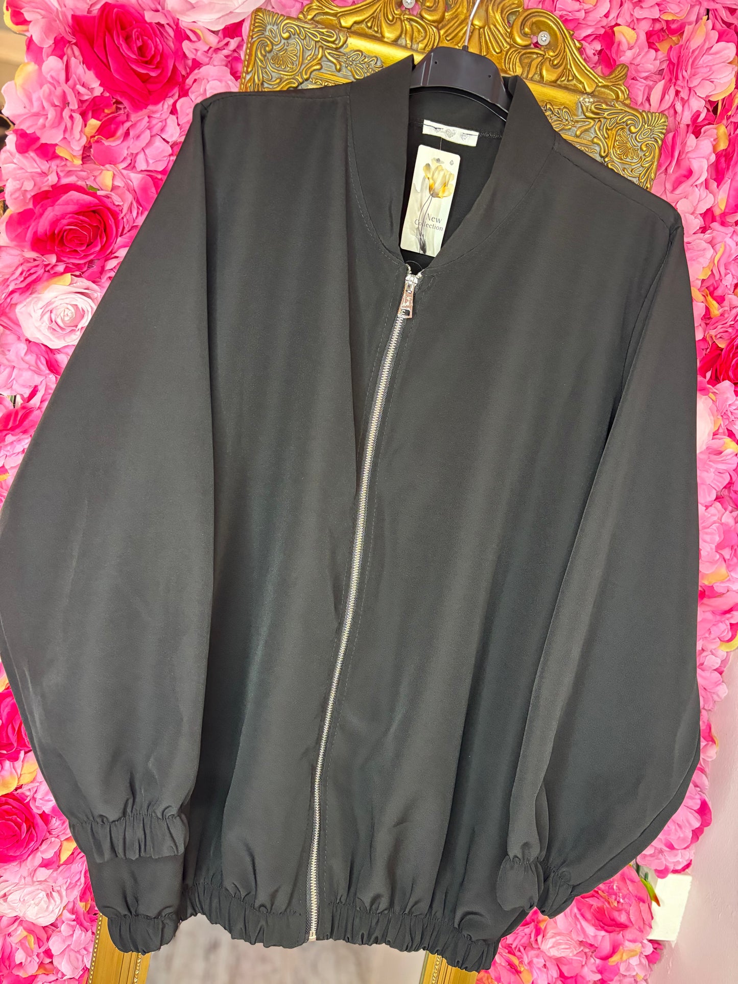 Bomber Jas Soft Zwart Plus Size maat 44 t/m 52