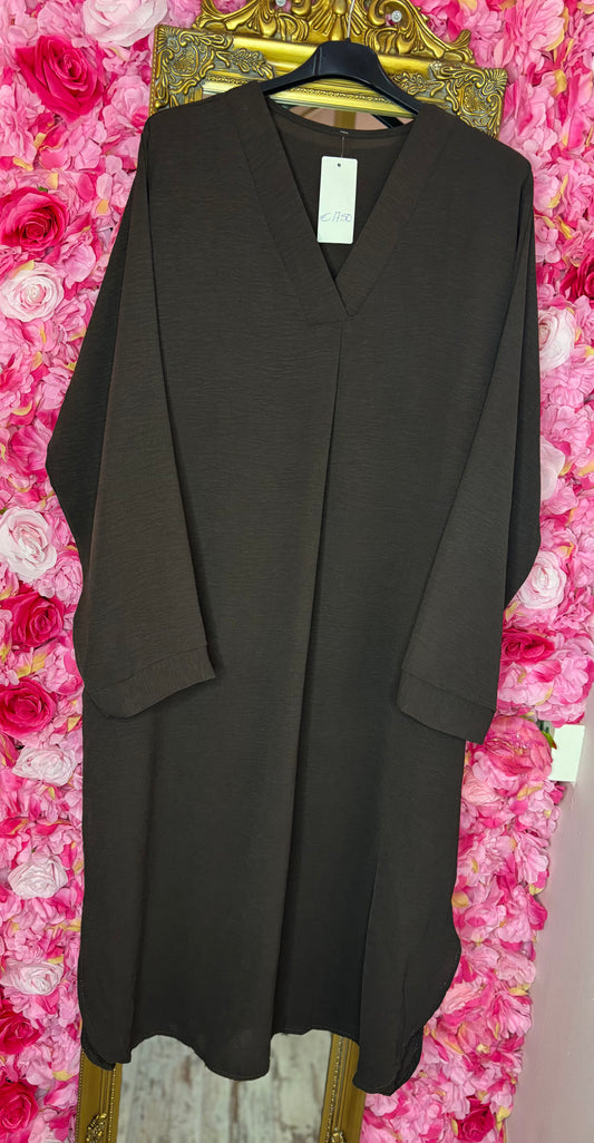 Jurk Basic Linda Bruin Plus Size 42 t/m 48-50