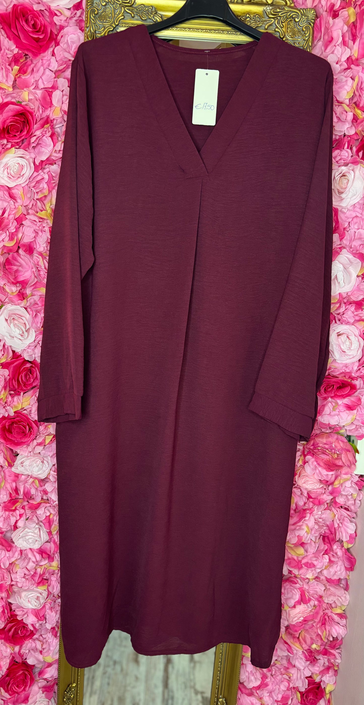 Jurk Basic Linda Bordeaux Plus Size 42 t/m 48-50