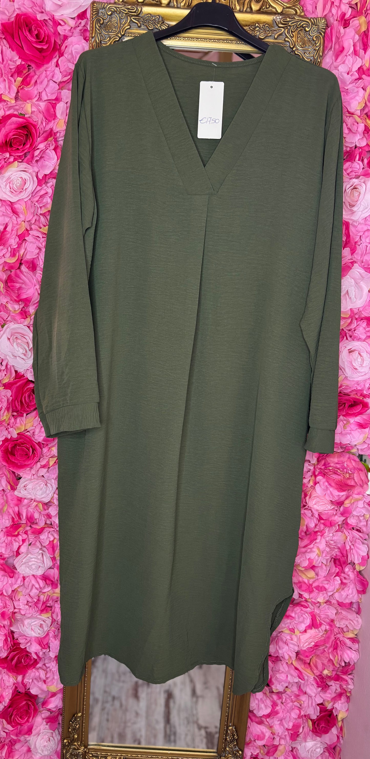 Jurk Basic Linda Leger Groen Plus Size 42 t/m 48-50