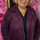 Suede Look Jas Bordeaux Plus Size maat 44 t/m 52 (dicht)