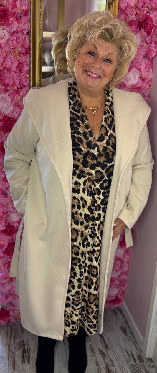 Trenchcoat met Capuchon Beige Plus Size Maat 44 t/m 52 (dicht)