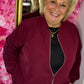 Bomber Jas Soft Bordeaux Plus Size maat 44 t/m 52