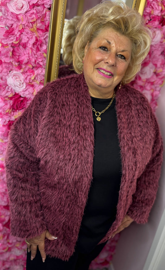 Vest Moos Kort Bordeaux Plus Size Maat 44 t/m 52