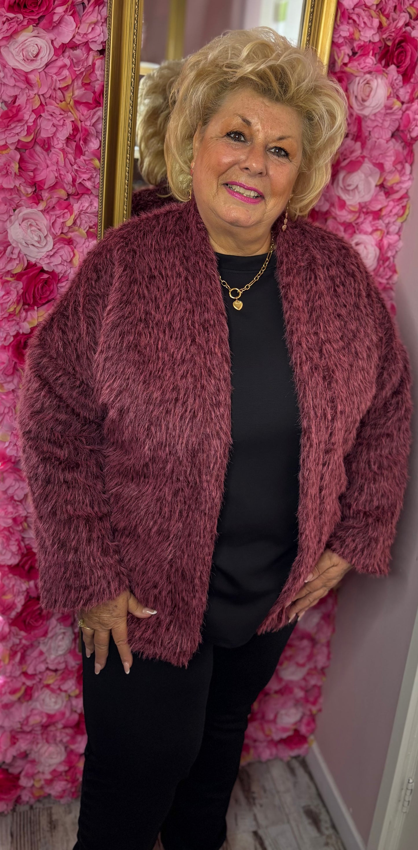 Vest Moos Kort Bordeaux Plus Size Maat 44 t/m 52