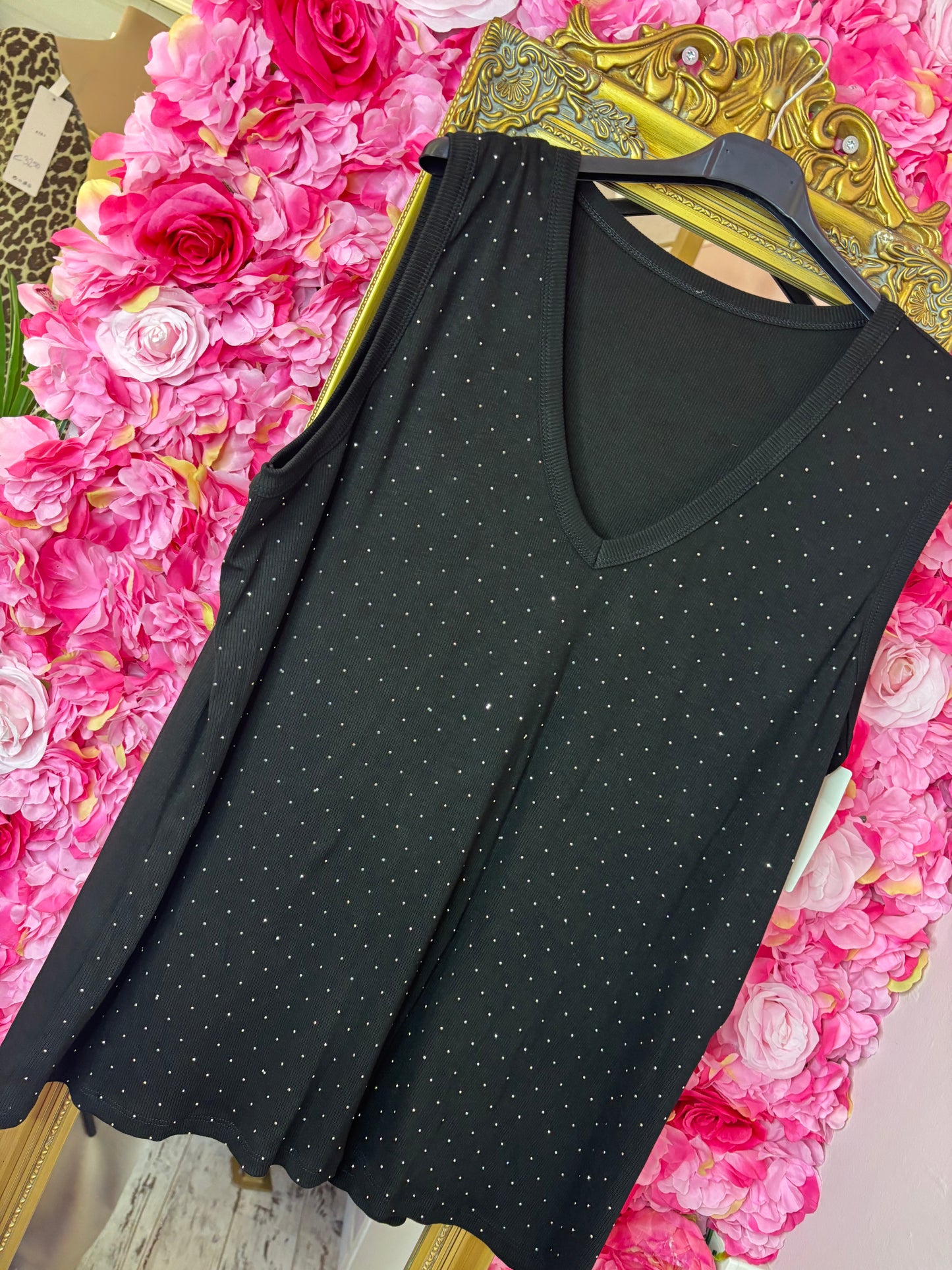 Top Strass Zwart Plus Size Maat 46 t/m 50-52