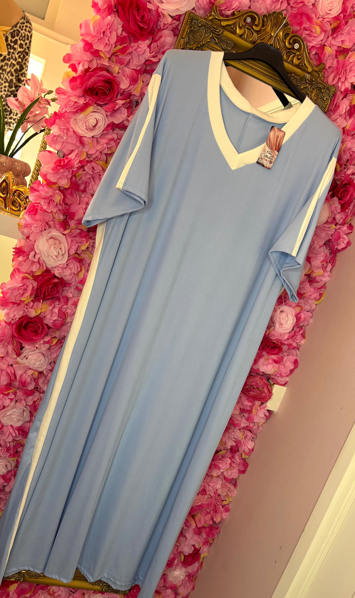 *LUCKY LOOK* Lange Sporty Licht Blauw Plus Size Maat 50 t/m 58