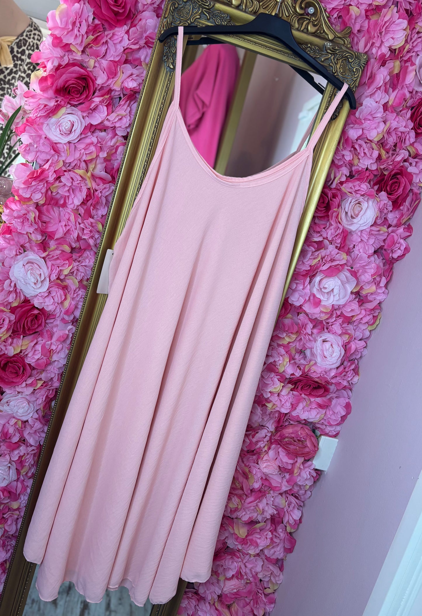 *LUCKY LOOK* Jurk A-lijn Midi Licht Roze Plus Size Maat 48 t/m 54