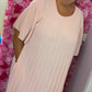 *LUCKY LOOK* Lange Jurk Chantie Zalm/Roze Plus Size Maat 48 t/m 52-54