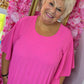 *LUCKY LOOK* Lange Jurk Chantie Fuchsia Plus Size Maat 48 t/m 52-54
