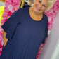 *LUCKY LOOK* Lange Jurk Chantie Donker Blauw Plus Size Maat 48 t/m 52-54