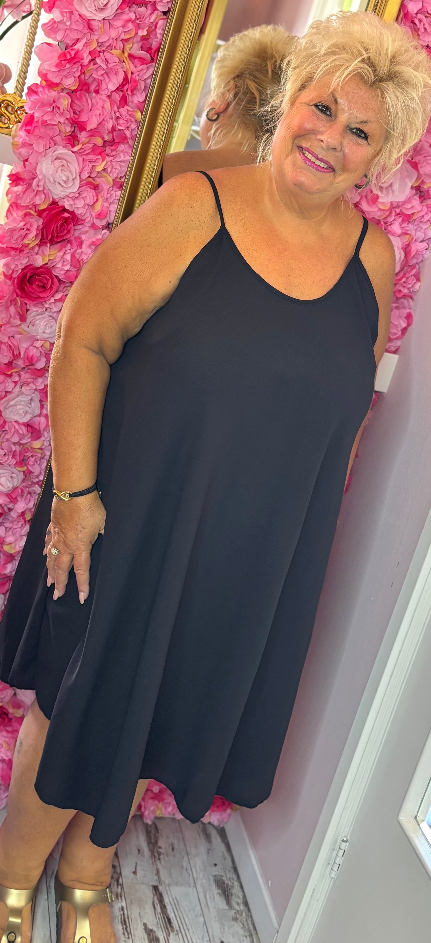 *LUCKY LOOK* Jurk A-lijn Midi Zwart Plus Size Maat 48 t/m 54