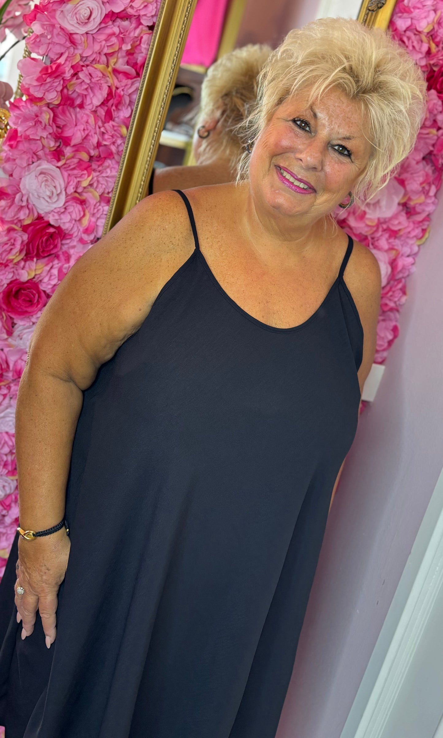 *LUCKY LOOK* Jurk A-lijn Midi Zwart Plus Size Maat 48 t/m 54