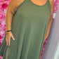 *LUCKY LOOK* Jurk A-lijn Midi Leger Groen Plus Size Maat 48 t/m 54