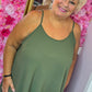 *LUCKY LOOK* Jurk A-lijn Midi Leger Groen Plus Size Maat 48 t/m 54