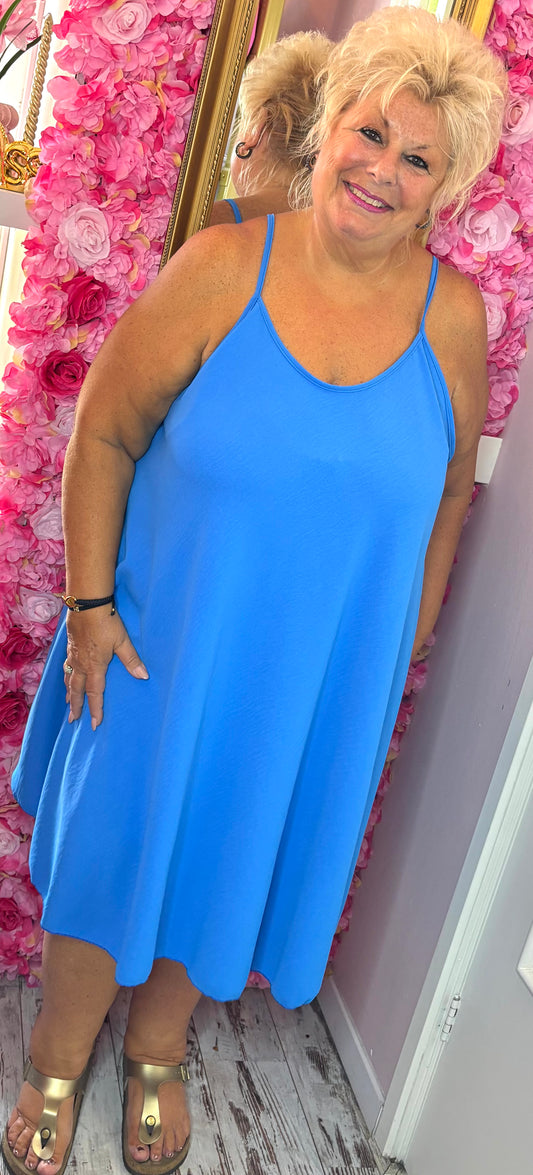 *LUCKY LOOK* Jurk A-lijn Midi Jeans Blauw Plus Size Maat 48 t/m 54
