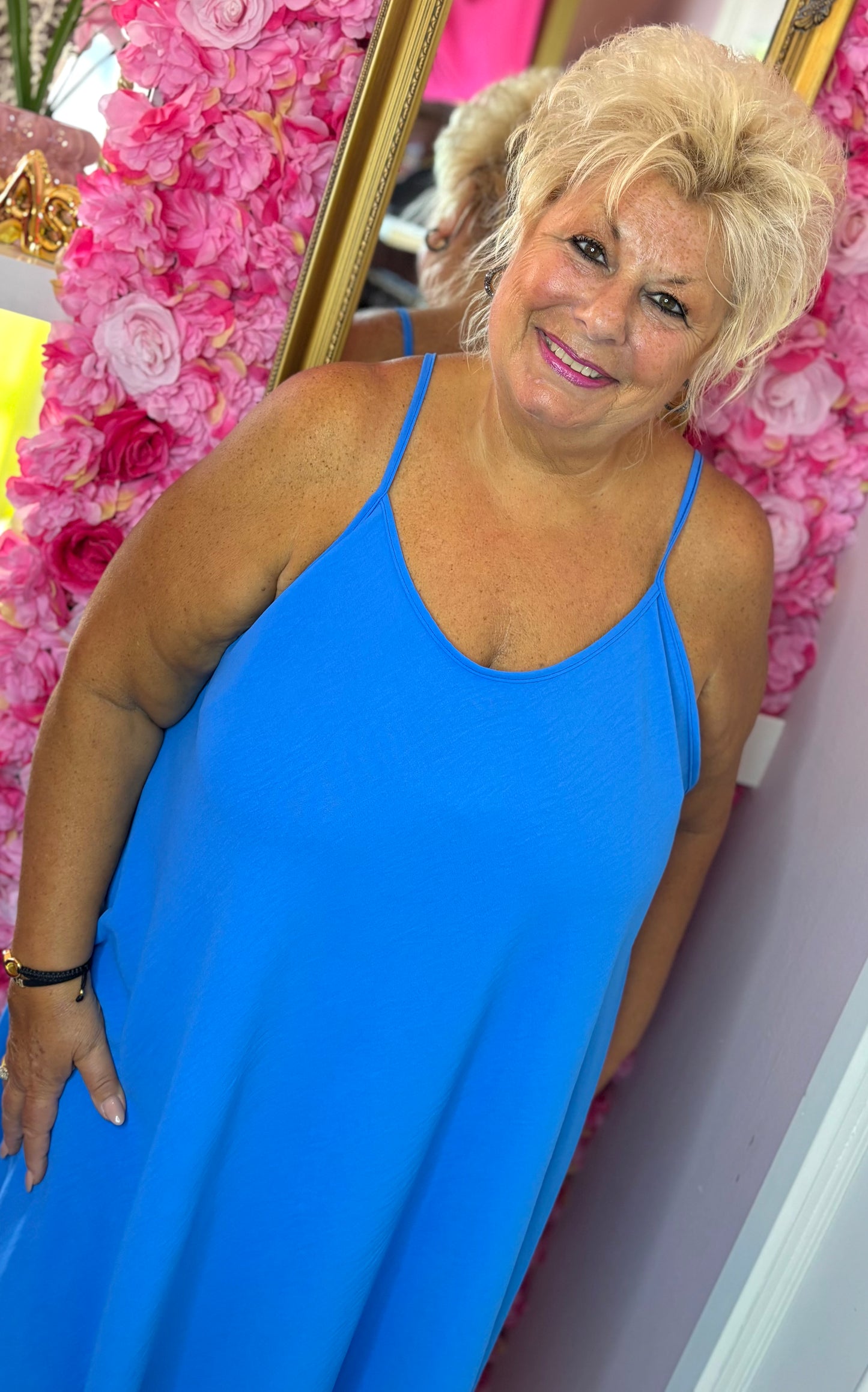 *LUCKY LOOK* Jurk A-lijn Midi Jeans Blauw Plus Size Maat 48 t/m 54