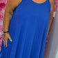 *LUCKY LOOK* Jurk A-lijn Midi Konings Blauw Plus Size Maat 48 t/m 54