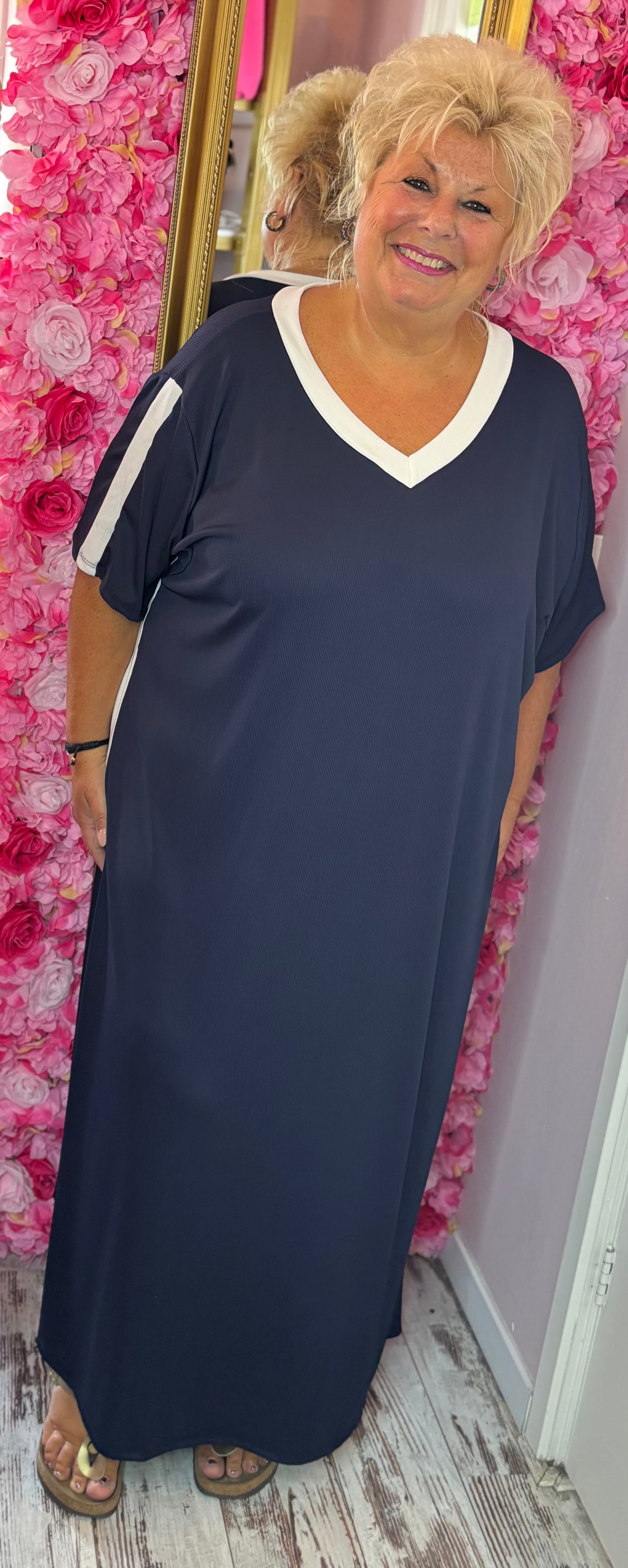 *LUCKY LOOK* Lange Sporty Donker Blauw Plus Size Maat 50 t/m 58