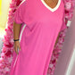 *LUCKY LOOK* Lange Sporty Fuchsia Plus Size Maat 50 t/m 58
