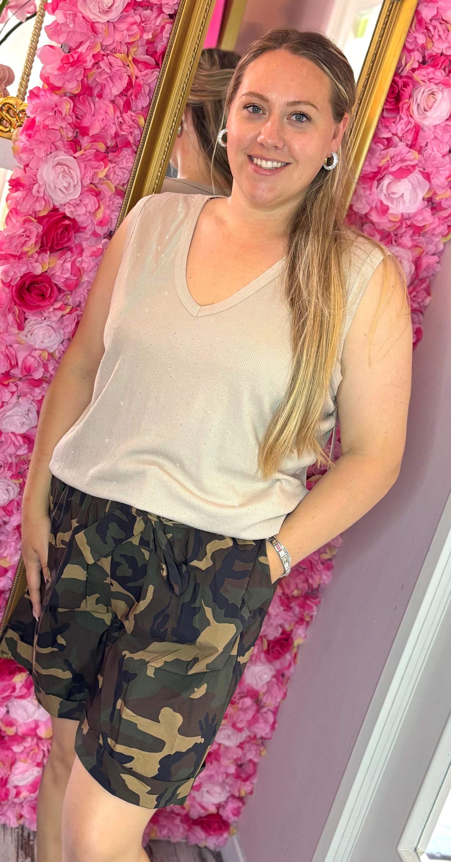Top Strass Taupe Plus Size Maat 46 t/m 50-52