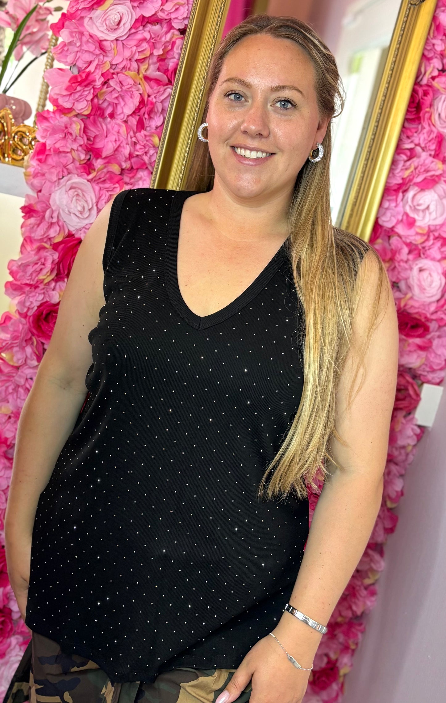 Top Strass Zwart Plus Size Maat 46 t/m 50-52