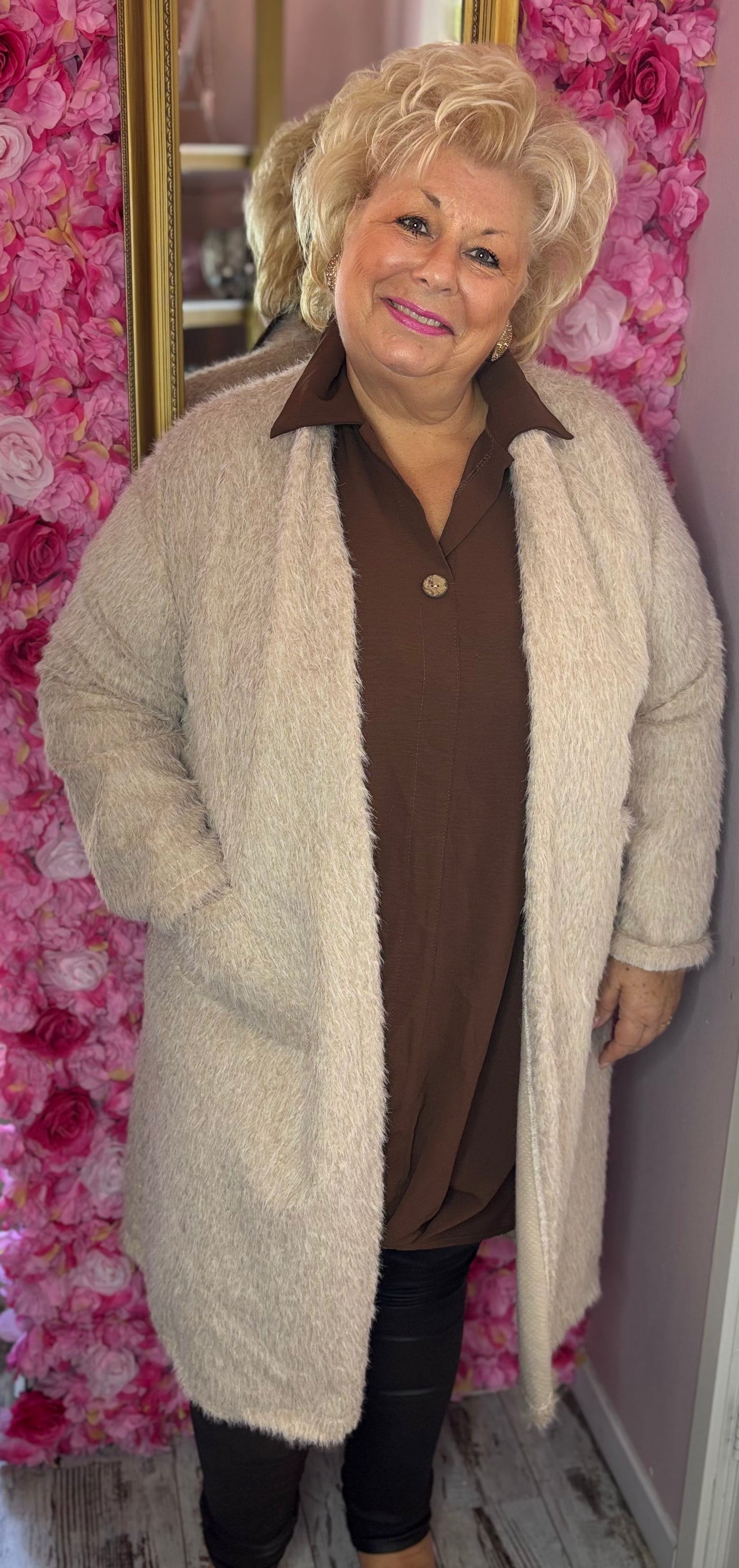 Blouse Chloe Bruin Plus Size maat 48 t/m 54