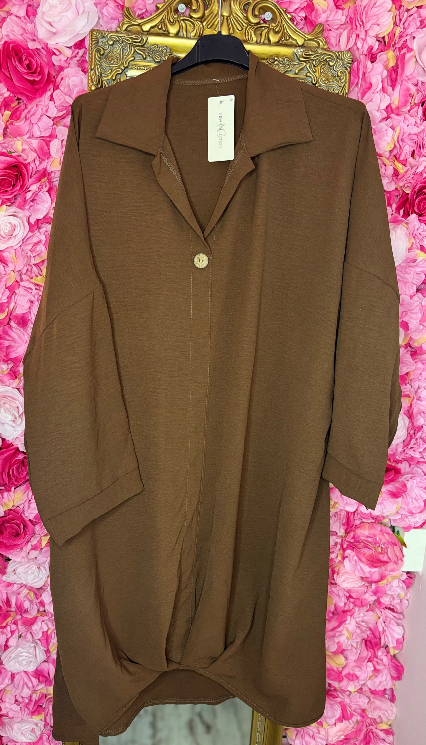 Blouse Chloe Bruin Plus Size maat 48 t/m 54