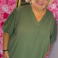 Blouse Pof Mouw Leger Groen Plus Size maat 48 t/m 54