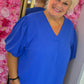 Blouse Pof Mouw Konings Blauw Plus Size maat 48 t/m 54