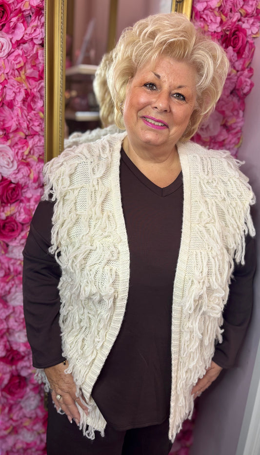 Mouwloos Vest Fluff Creme Plus size Maat 44 t/m 52-54
