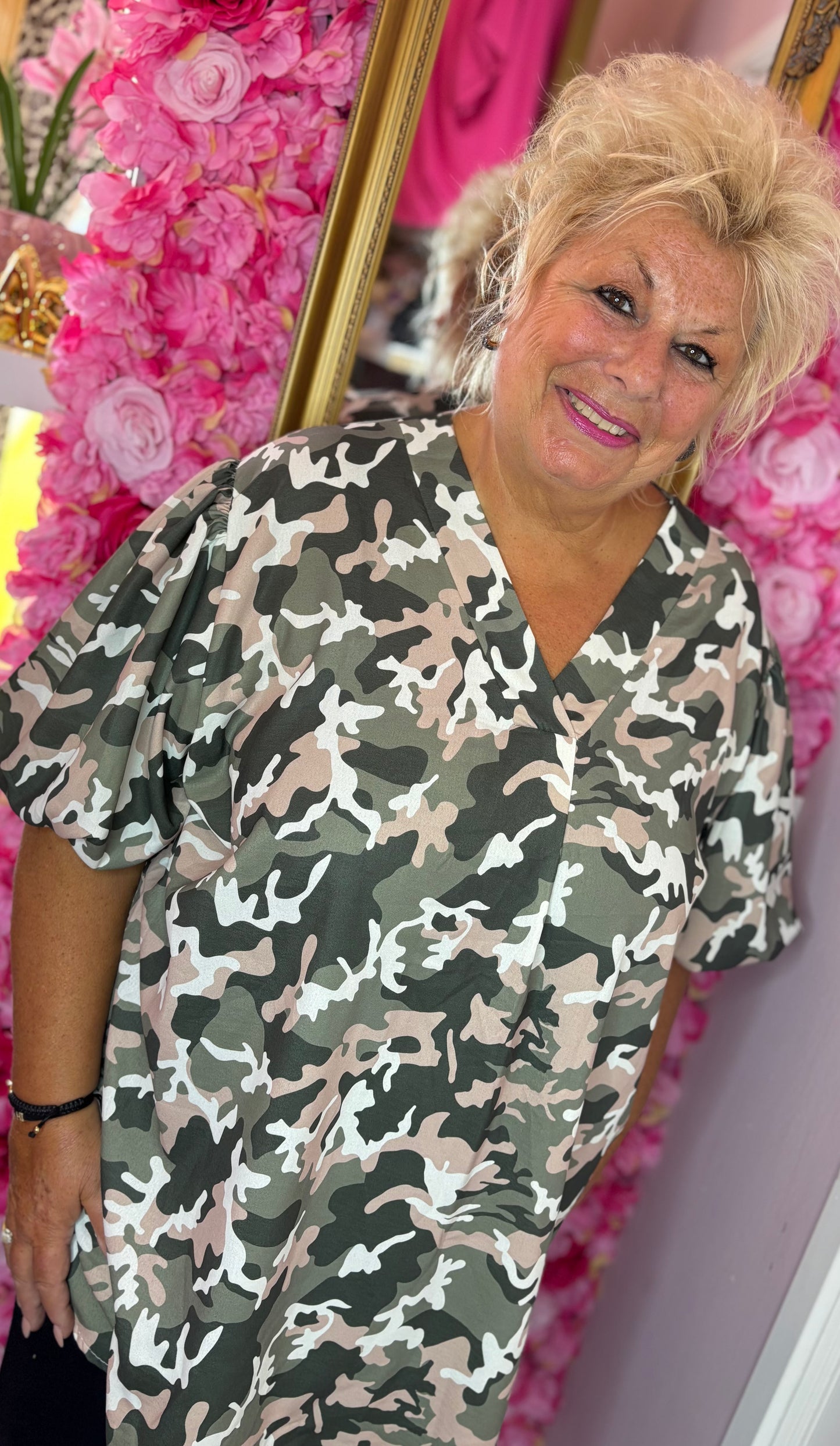 Blouse Pof Mouw Armi Groen Plus Size maat 48 t/m 54