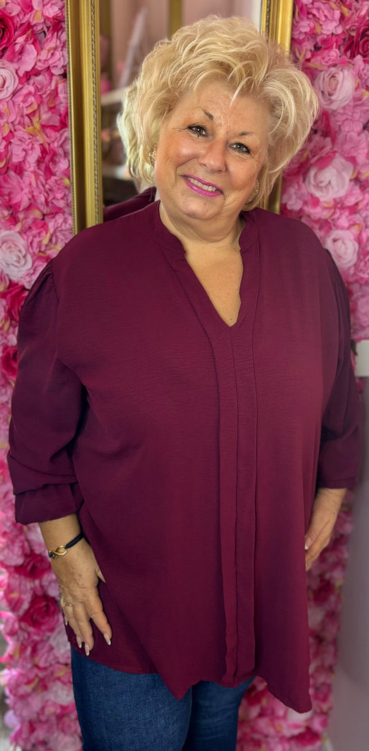 Blouse Musthave Bordeaux Plus Size maat 48 t/m 54