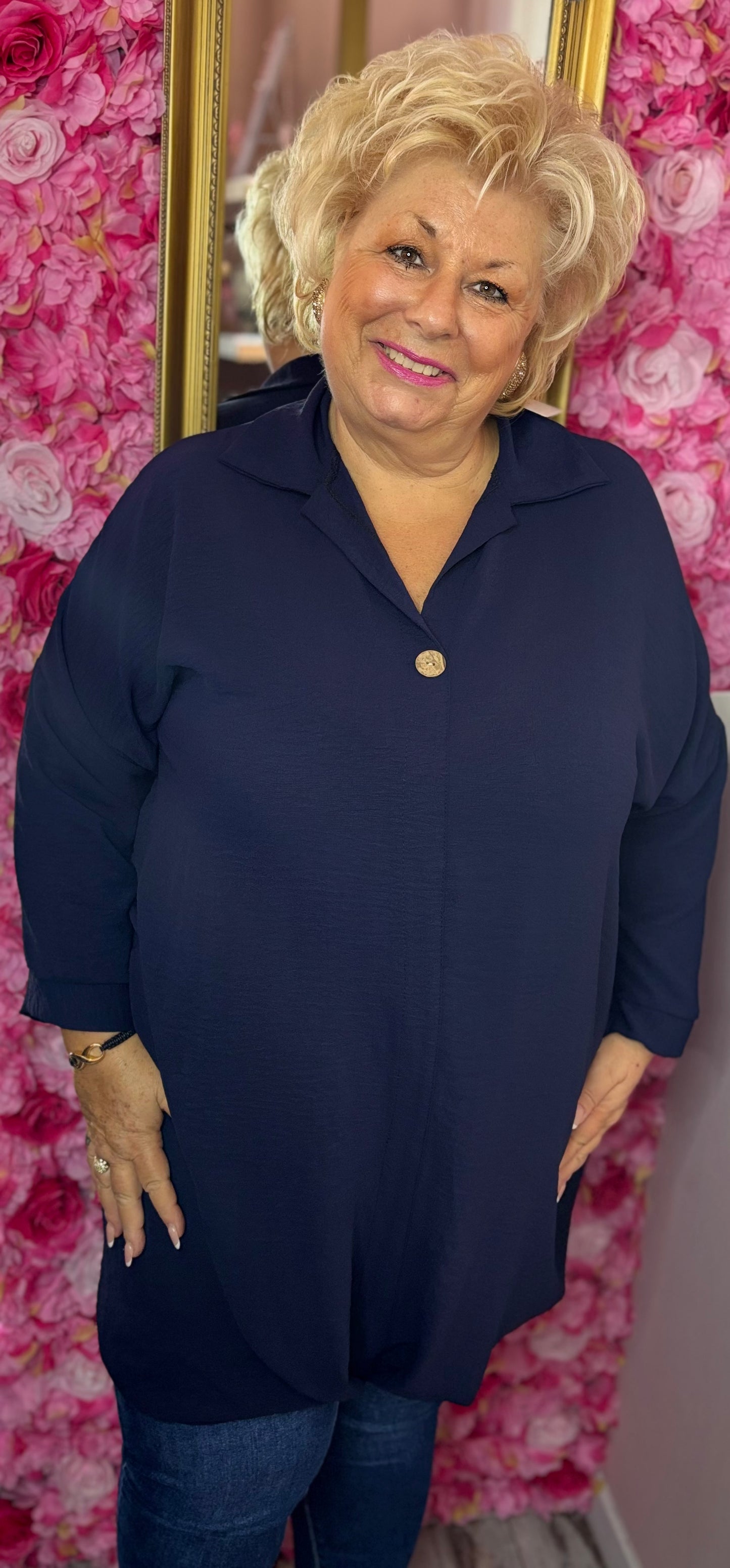 Blouse Chloe Donker Blauw Plus Size maat 48 t/m 54