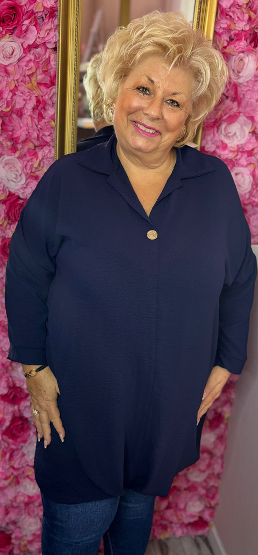 Blouse Chloe Donker Blauw Plus Size maat 48 t/m 54