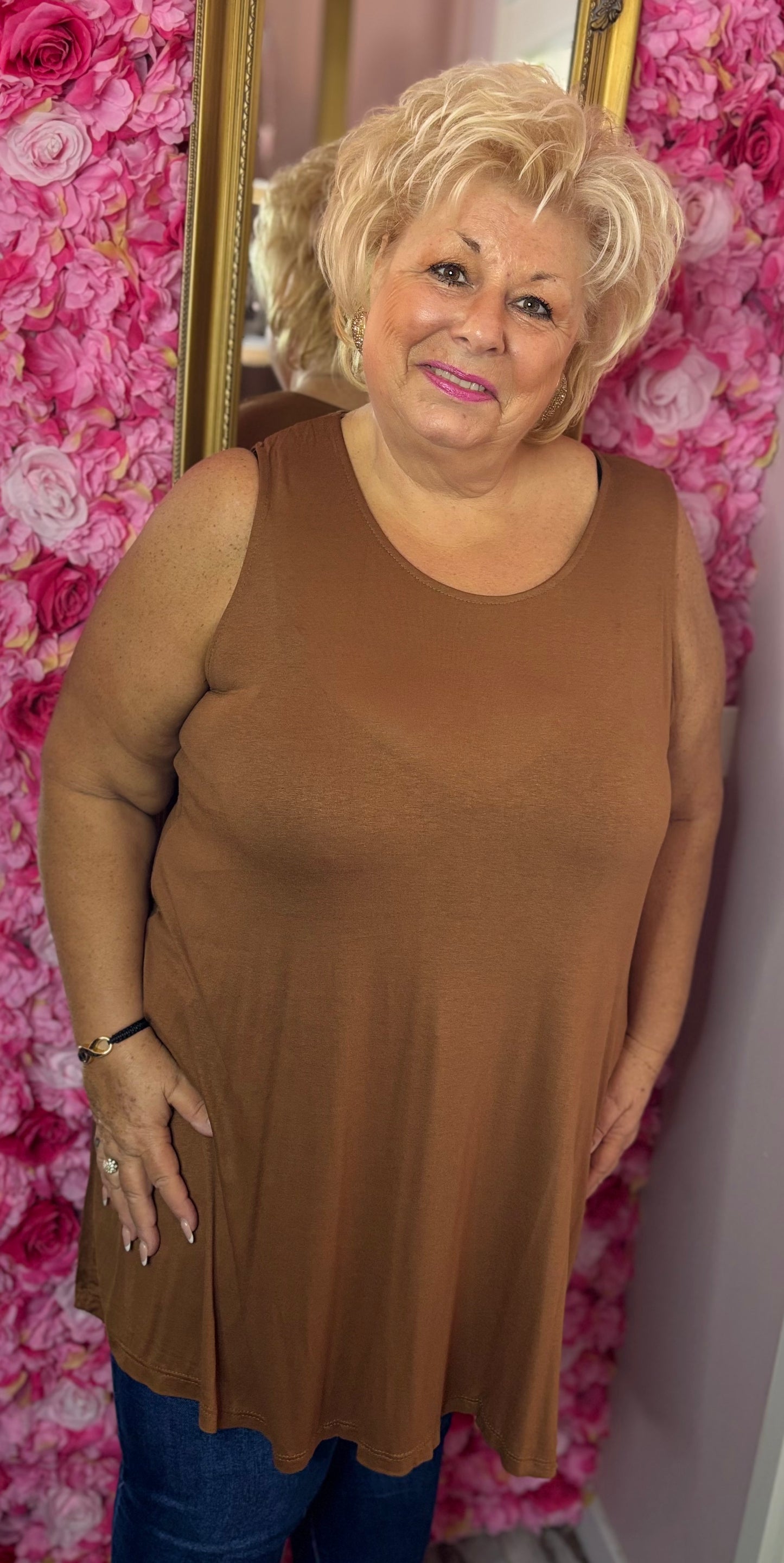 Top Viscose Lang Roest Plus Size Maat 46 t/m 54-56