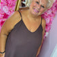 Jurk Long Basic A-lijn Bruin Plus Size Maat 48 t/m 54