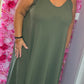 Jurk Long Basic A-lijn Leger Groen Plus Size Maat 48 t/m 54