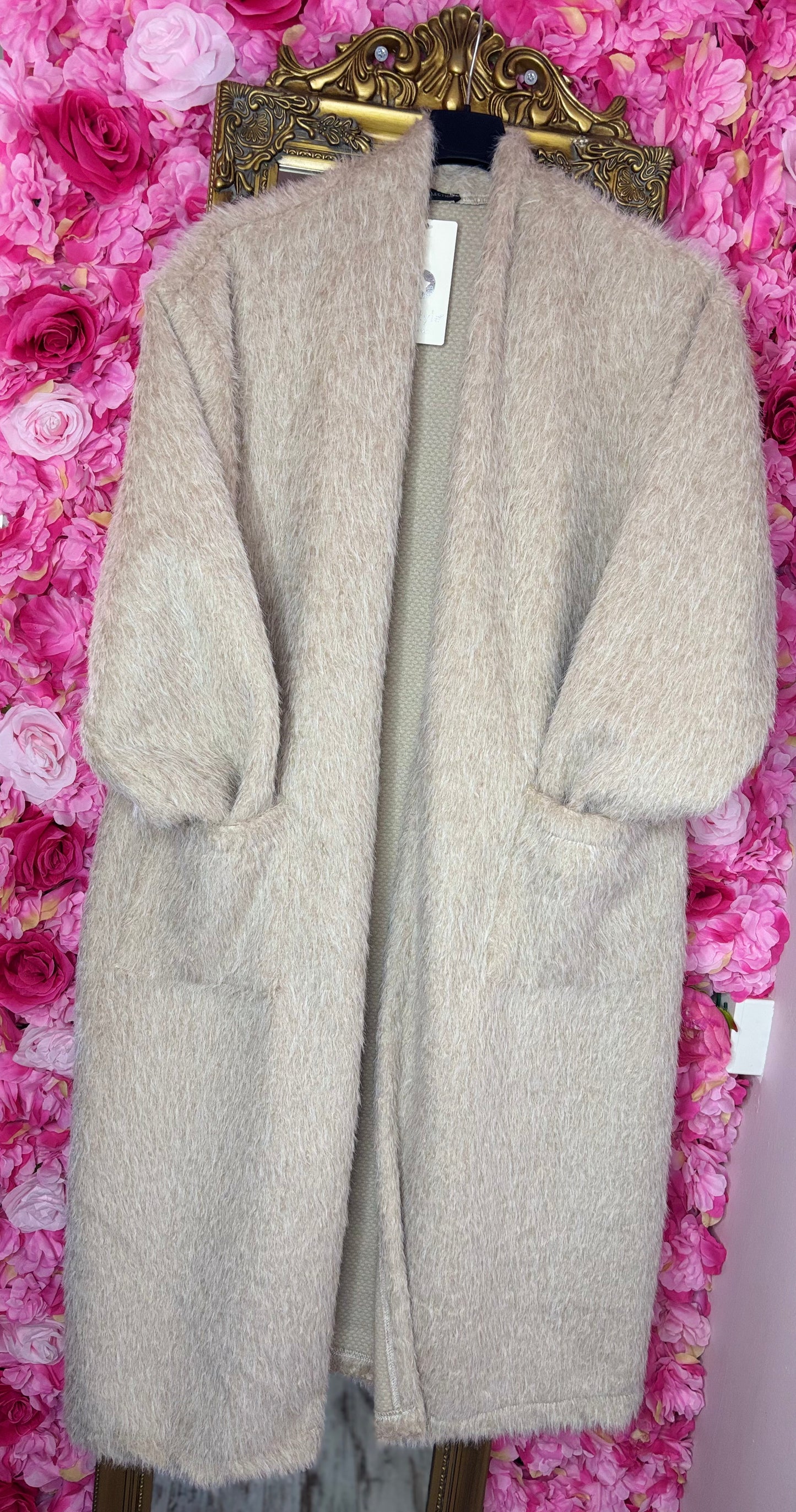 Vest Moos Lang Beige Plus Size Maat 44 t/m 52