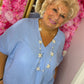 Blouse Wafel Katoen Licht Blauw Plus Size maat 48 t/m 54
